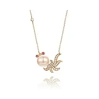 anazoz collier femme or 18 carats pendentif poisson rouge avec perle, rubis saphir blanc or rose fantaisie