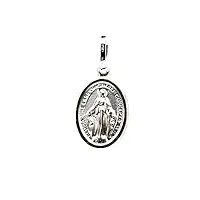 pendentif pour femme en or blanc 18 carats (750) avec pendentif religieux madonna de lourdes médaille miraculeuse madonnine