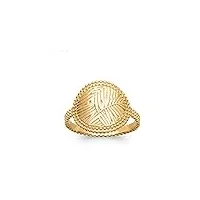 tata gisèle bague anneau en plaqué or 18 carats - cabochon rond avec motif de feuille gravée - sachet velours offert (50)