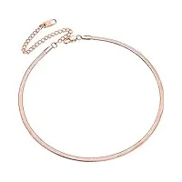 chaîne or rose femme,collier choker 45cm maille serpent chaîne courte 3mm,bijoux ras de cou fantaisie pour fille femmes