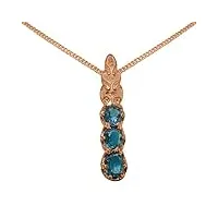 letsbuygold pendentif artisanale (de haute qualité) pour femme en or rose 375/1000 (9 carats) sertie de topaze bleue de londres - longueur de la chaîne -16