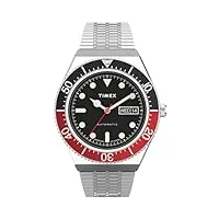timex 40 mm m79 automatic stainless steel case black dial stainless steel band silver/black/silver one size
