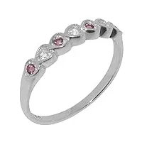 letsbuysilver bague artisanale (de haute qualité) pour femme en argent fin 925/1000 sertie de diamant et tourmaline rose - taille 52 (16.6) - tailles 47 à 68 disponibles