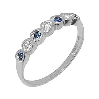 letsbuysilver bague artisanale (de haute qualité) pour femme en argent fin 925/1000 sertie de diamant et saphir - taille 52 (16.6) - tailles 47 à 68 disponibles