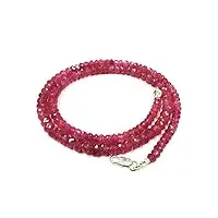 jewelz collier de perles de saphir rose naturel à facettes de 61 cm de long avec fermoir en argent sterling 925 pour femmes, filles, unisexe, pierre précieuse, non connue, gemme, non connu