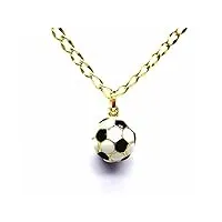 collier pour homme en or jaune 18 carats (750) chaîne losange 50 cm pendentif ballon de football enfant