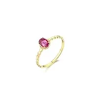 amdxd alliance mariage, bague or jaune 750 feuille conception avec 0.54ct ovale tourmaline, or jaune, taille 54 (circonférence: 54mm)