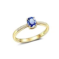 amdxd bagues anniversaire fille, bague or jaune 750 4 griffes ovale saphir 0.66ct, or jaune, taille 52 (circonférence: 52mm)