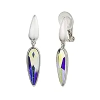traveller boucles d'oreilles à clip - femme - plaqué platine - cristal ab - 157428, cristal, cristal