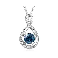 gemlanto argent sterling collier de topaze bleue de londres créé colliers de pierre de naissance de décembre anniversaire noël bijoux cadeaux pour les femmes
