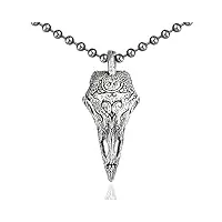 coppertist.wu pendentif crâne de corbeau, bijou gothique pour hommes femmes, porte-clés créatif en argent sterling 925 (02 pendentif en argent sterling 925)