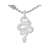 coppertist.wu collier pendentif serpent pour hommes, bijoux gothiques anciens de serpent animal, pendentifs oiginaux faits à la main (argent)