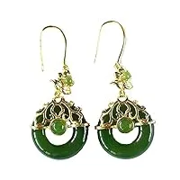 creativity boucles d'oreilles en jade hétienne naturelle pour femme