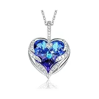 cryslove cadeau de fête des mères coeur d'océan collier femme pendentif cristal colliers femme, cristal bleu coeur collier maman