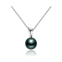 viki lynn 3a 9-10mm noir perle de tahiti pendentif collier cadeau pour femme style a