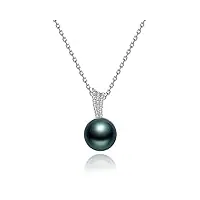viki lynn 3a 9-10mm noir perle de tahiti pendentif collier cadeau pour femme style b