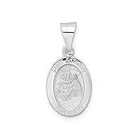 collier avec pendentif médaille ovale st antoine en or blanc poli et satiné - dimensions : 23,3 x 11 mm de large et 0,95 mm d'épaisseur - bijoux cadeaux pour femme, métal