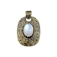 tibetan silver fait À la main filigrane pierre de lune pierre précieuse plaqué or pendentif pour les femmes, tribal ethnique boho designer mode collier pendentif bijoux