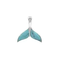 starborn pendentif aileron de baleine turquoise en argent sterling - petit