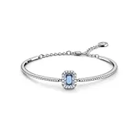 swarovski bracelet-jonc millenia femme, pierre taille octogonale, cristaux blancs et métal rhodié, bleu