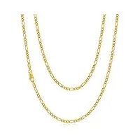 alexander castle chaîne figaro en or massif 9 carats de 61 cm – 3 mm – collier pour homme et femme – avec boîte cadeau, or