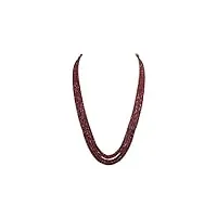 p510 collier avec 5 rangées de perles ovales rouge rubis