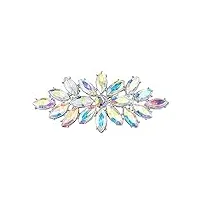 ever faith broche diamanté femme accessoire décoration de vêtement cristal strass forme feuilles fleur ton d'argent multi clair