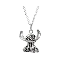 disney lilo and stitch sterling silver 3d pendant 18" necklace, officially licensed