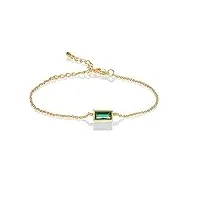 namana bracelet vert en or pour femme et jeune fille, bracelets fins en or avec une pierre verte en taille baguette, bracelet or pour femme avec une pierre vert emeraude, bracelet femme avec pierre