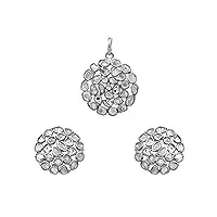 mooneye 4.65 ctw diamant naturel polki ensemble rond 925 en argent sterling platine pendentif boucles d'oreilles tranche diamant bijoux géométriques