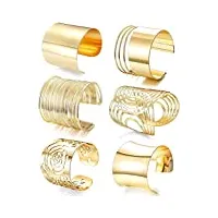 jewebella 6 pièces bracelet femme manchette large bracelet bangle ensemble ajustable en alliage boho bracelet à bobine d'or/argent pour femmes bijoux