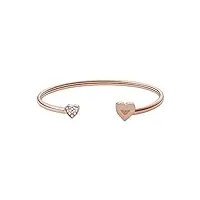 emporio armani bracelet pour femme , longueur intérieure : 160mm taille petit coeur : 6x6mm taille grand coeur : 8x9mm bracelet en acier inoxydable doré rose, egs2825221