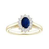 shine jewel 0.50 ctw inspiré de la princesse diana pierre précieuse de saphir bleu or jaune 9k bague accents solitaire (or jaune, 16)
