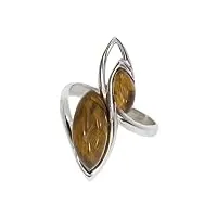 artipol bague ambre véritable fabr. européenne style français - bijoux en argent rhodié - réf. 38-03 - taille 62