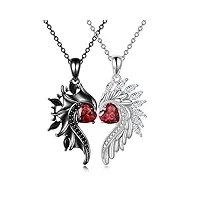 venacoly lot de 2 colliers assortis en argent sterling avec pendentif en forme de cœur symbole d'amour pour couple