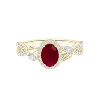 shine jewel anneau de vigne tordu !! pierre précieuse rubis taille ovale or jaune 9k bague solitaire (or jaune, 17)