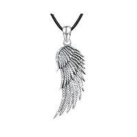 eusense collier aile ange en argent sterling 925 pendentif ange gardien bijoux vintage pour femme homme, 24"