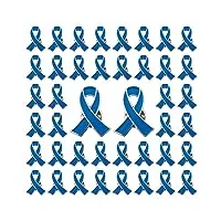 wandic lot de 50 épingles à ruban bleu pour la sensibilisation au cancer du colon - broches en émail pour homme ou femme