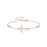 ever faith bracelet réglable avec croix en argent 925 et zircone cubique cadeau délicat religieux pour femme et fille clair ton rosé or