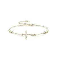 ever faith bracelet réglable avec croix en argent 925 et zircone cubique cadeau délicat religieux pour femme et fille clair ton d'or