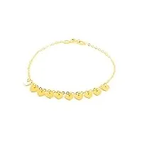 bracelet femme fille or jaune 18 carats cœurs brillant 18 cm - coffret cadeau - certificat de garantie - mondepetit