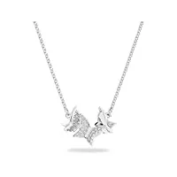 swarovski collier lilia, forme papillon avec cristaux, métal rhodié, blanc
