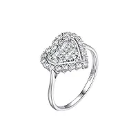 epinki bague or blanc 14 carats, bague cœur avec diamant 0.5ct bijoux bague anneau femme taille 58