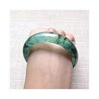 bracelet jonc en jade naturel, bracelet en jade pour femme, bracelet en jade À fleurs flottantes, bijoux, pour mère et petite amie, 52-61 mm, avec boîte À bijoux (56 mm)
