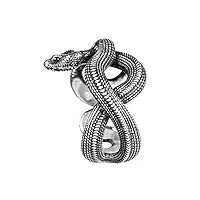 coppertist.wu bague serpent, ouverte réglable bague animal reptile, bijoux gothique vintage esthétique pour hommes femmes | argent sterling 925 oxydé (18)