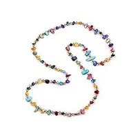 avalaya collier plastron long en perles de cristal et coquillage multicolore 110 cm, verre verre coquillage