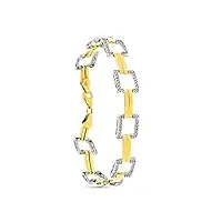 inmaculada romero ir bracelet bicolor gold 9k femmes 19cm. liens carrés circum lites barres verticales