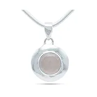 mantraroma collier argent 925 sterling quartz rose pendentif chaîne véritable argent femme (no.: ak2-115-07)