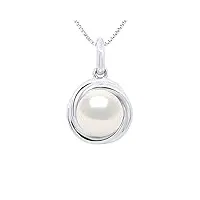 pearls & colors - pendentif véritable perle de culture d'eau douce ronde 8-9 mm - qualité aaa+ - disponible en or jaune & or blanc - chaîne offerte - bijou femme