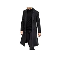 zying hommes casual coasifs longueur cardigan cardigan color solide laine à manches longues manches courtes manteau de colle à bout unique (color : black, size : s code)